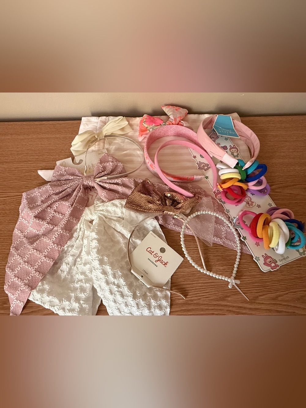 Cat & Jack Pink, Cream and Gold Girls Headband Set